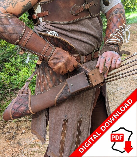 Leather quiver pattern PDF ranger hunterLARP roleplay medieval do it yourself instructions