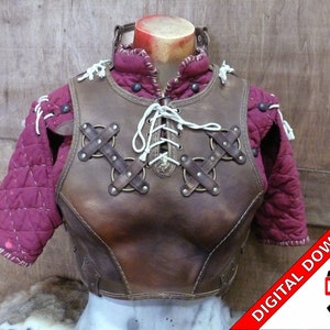 Leather woman chest armor cuirass pattern PDF female witcher LARP roleplay medieval do it yourself instructions