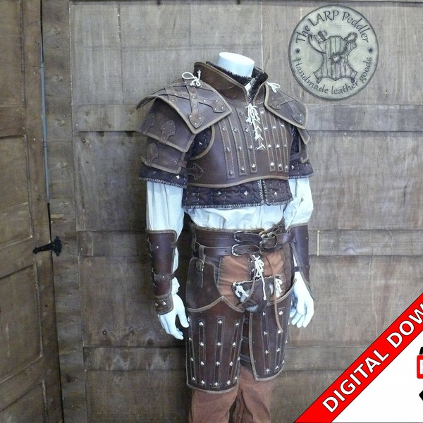 Patrón de armadura de cuero DIY para juego de rol LARP de Witcher masculino - Guía PDF de coraza de armadura de pecho medieval