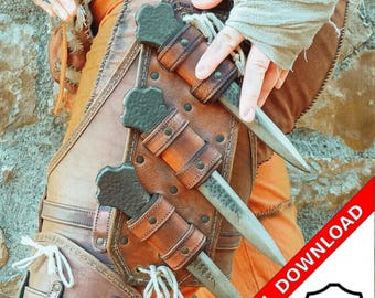 革製ナイフホルスター PDF 投擲武器 LARP ロールプレイ 中世 DIY 説明