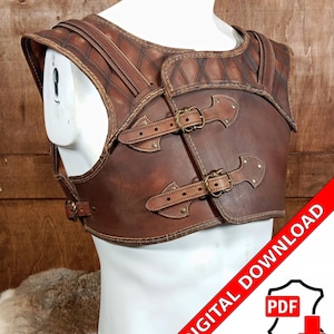 Leather assassin chest armor cuirass pattern PDF rogue armor witcher LARP roleplay medieval do it yourself instructions