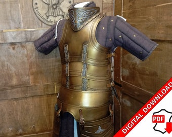 Patrón de cuero para armadura de caballero de fantasía / Plantilla de artesanía de cuero DIY para cosplay y LARP