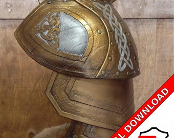 Patrón de cuero para armadura de hombro de caballero de fantasía / plantilla de artesanía de cuero DIY para cosplay y LARP