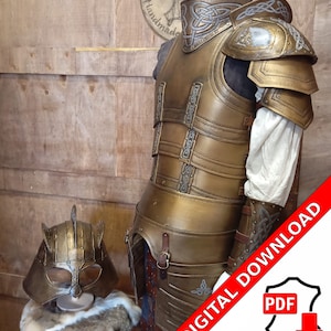 Modello in pelle per armatura da cavaliere fantasy/modello di lavorazione della pelle fai da te per cosplay e LARP