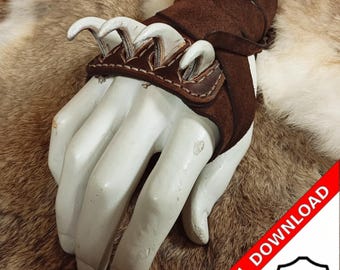 Druid leather Claw gloves PDF template with instructions