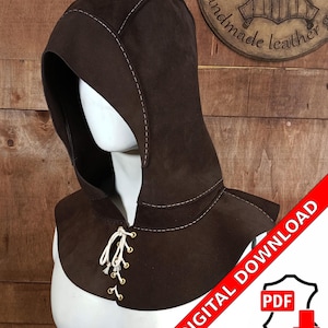 Leather assassin hood pattern PDF rogue witcher LARP roleplay do it yourself instructions