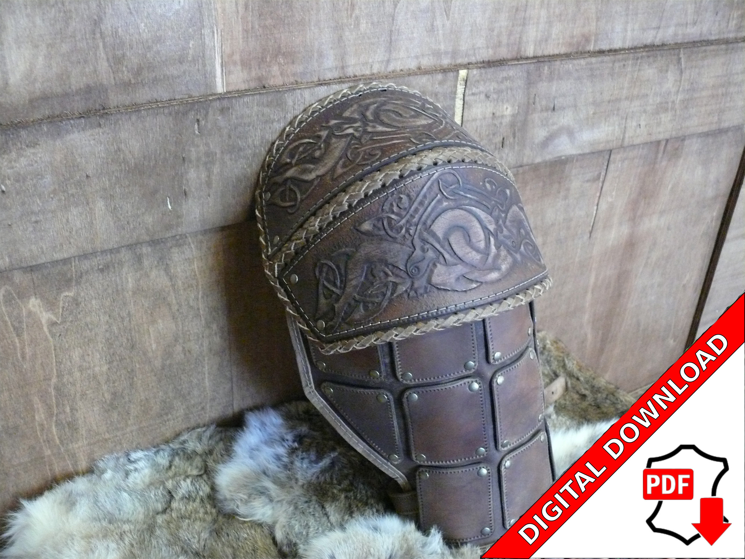 Leather viking shoulder armor pattern PDF witcher LARP roleplay medieval do it yourself instructions