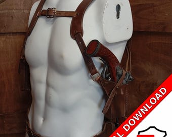 Lederschnittmuster DIY-Vorlage Schulterhalfter Larp Mittelalter Lederharness Schurke Rollenspiel Dieb Fantasy Halter