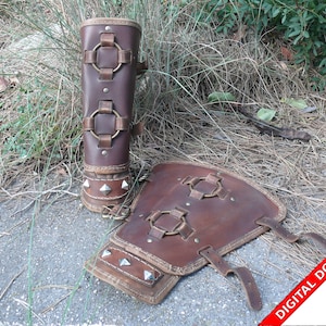 Leather bracers arm armor pattern PDF witcher LARP roleplay medieval do it yourself instructions