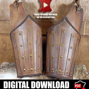 Patroon voor leren dijbeenpantser | LARP-krijger geïnspireerd op The Witcher | DIY-instructies