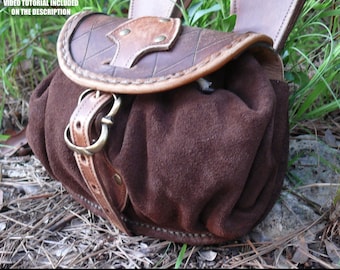 Leather pattern bag | Fantasy LARP outfit | Instructions and video tutorial included
