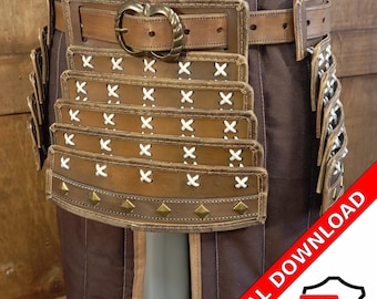 革製サムライ腰鎧パターン：浪人LARP DIY（PDFパターン）