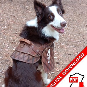 Leather pattern dog harness template DIY pet armor template