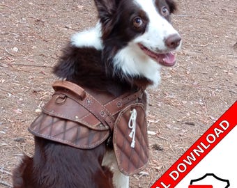 Leather pattern dog harness template DIY pet armor template