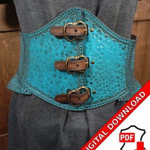 Leather belt armor pattern PDF female kidney belt LARP roleplay medieval do it yourself instructions