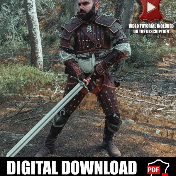 Conjunto de armadura com molde de couro | Witcher LARP | Instruções de faça você mesmo