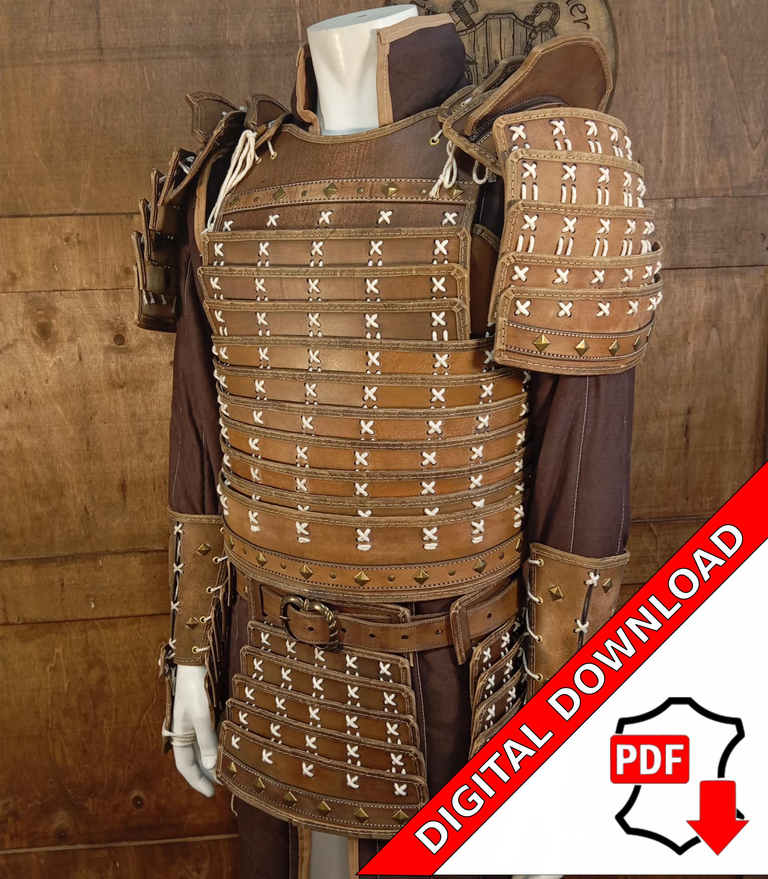 Leather samurai armor pattern PDF ronin armor LARP roleplay medieval do it yourself instructions