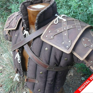 Leather shoulder armor pattern PDF witcher LARP roleplay medieval do it yourself instructions