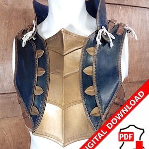 Leather mage chest armor cuirass pattern PDF warlock armor DnD LARP roleplay medieval do it yourself instructions