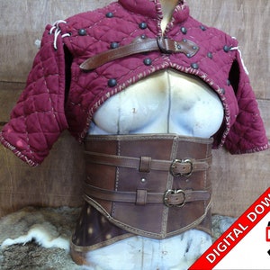 Leather woman kidney belt armor pattern PDF female witcher LARP roleplay medieval do it yourself instructions