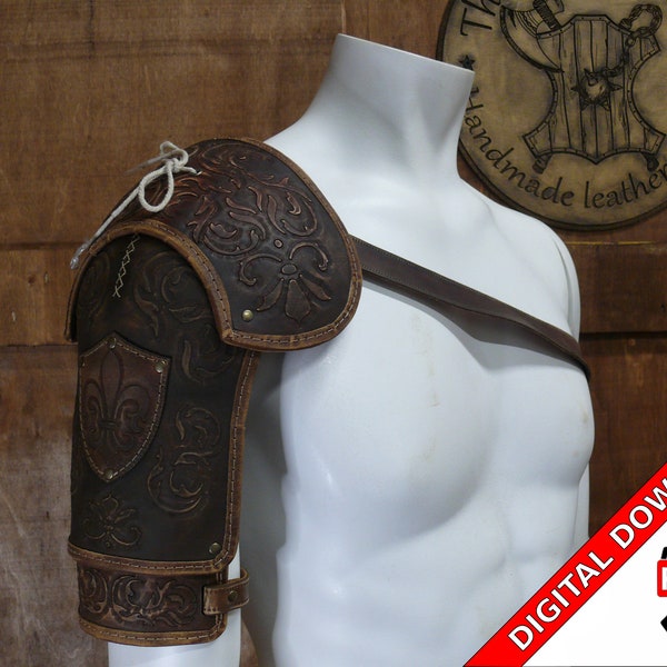 Leather musketeer steampunk shoulder armor pattern PDF witcher LARP roleplay medieval do it yourself instructions