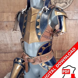 Leder Zauberer Rüstung Schnittmuster PDF Hexenmeister Rüstung LARP Rollenspiel Mittelalter Do it Yourself Anleitung