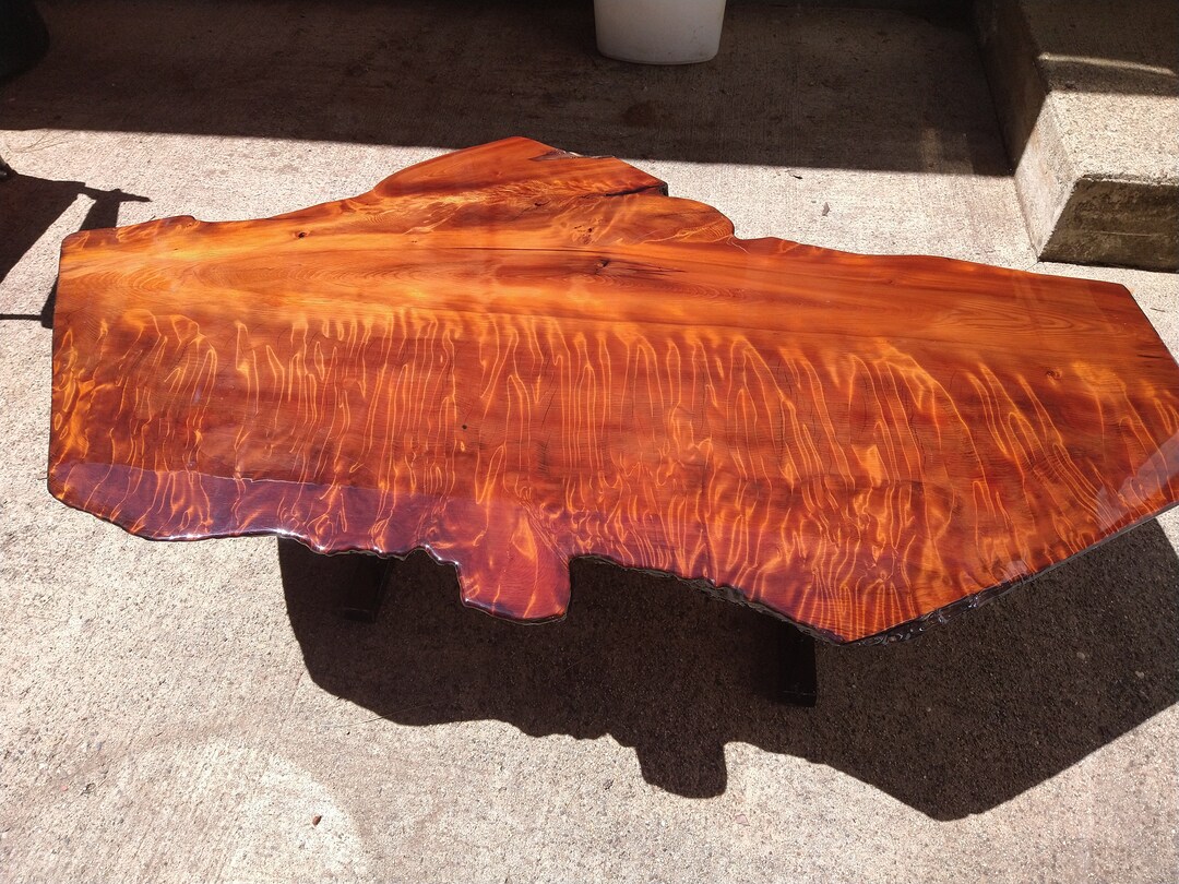 Live Edge Redwood Fiddleback Burl Coffee Table Etsy