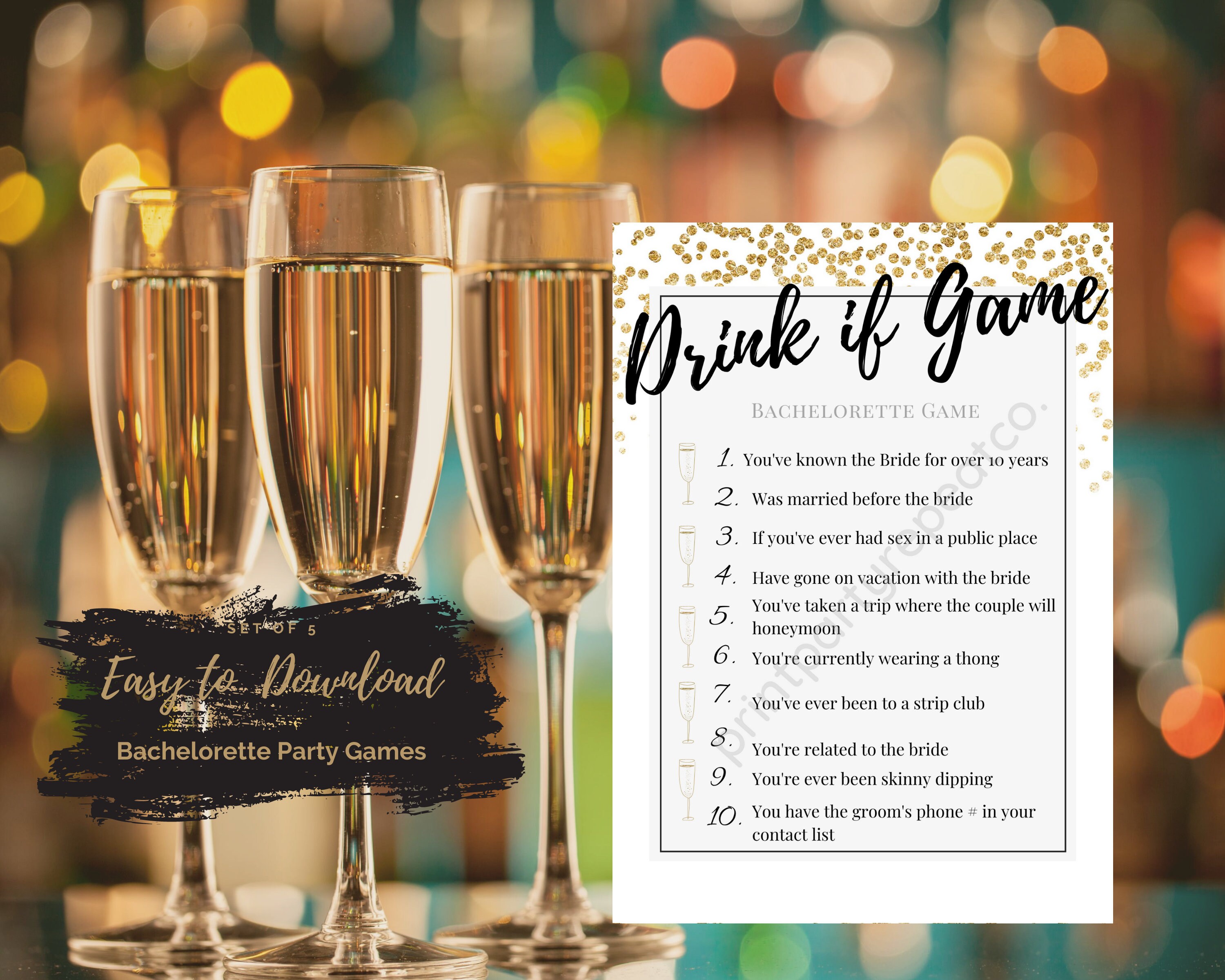 Bachelorette Printable Party Game Drink If Digital Version - Etsy
