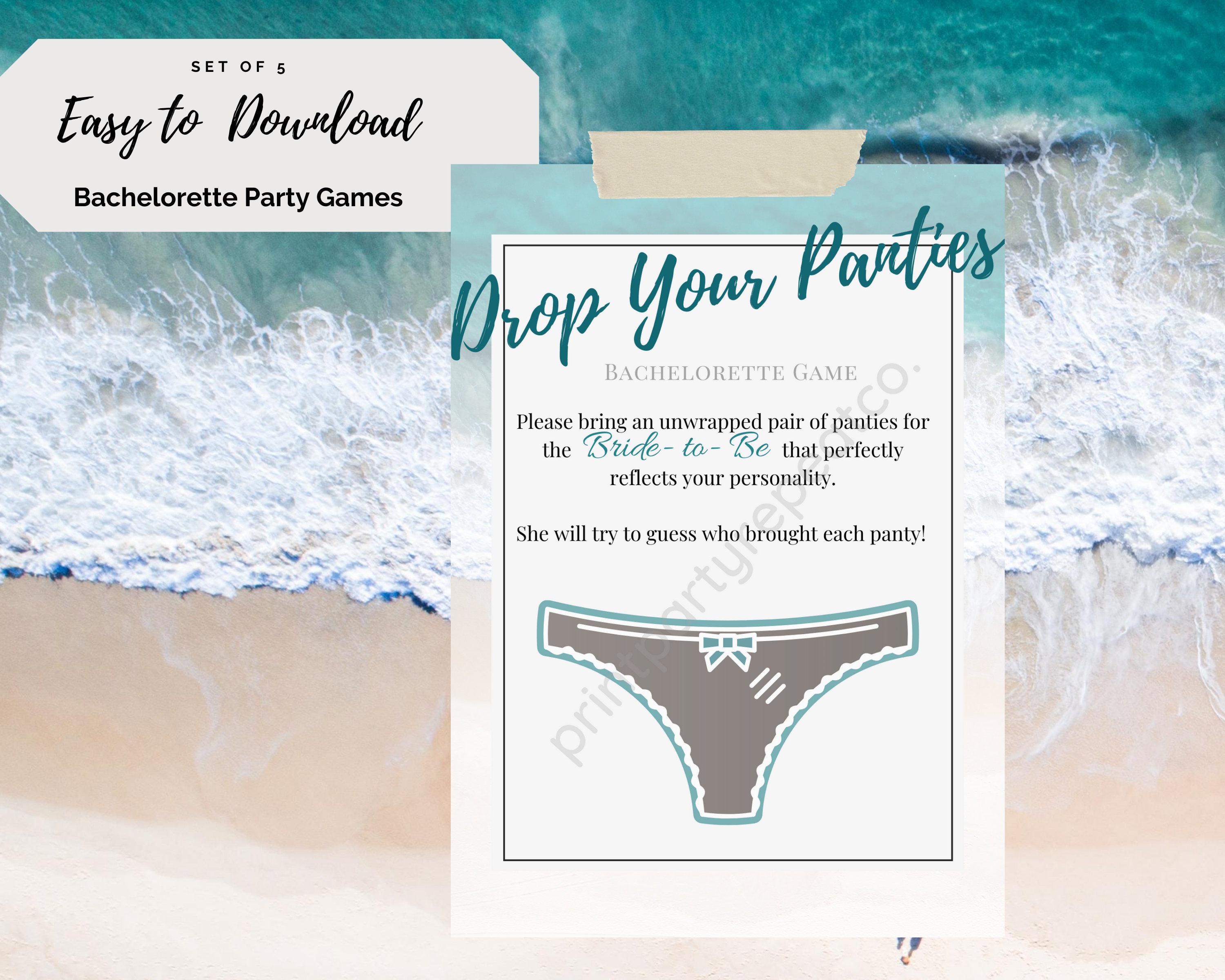 Last Splash Theme bachelorette Printable Party Game Drop Your