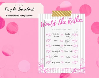 Bachelorette Printable Party Game | Would She Rather | Digital Version