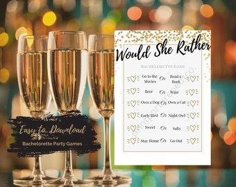 Bachelorette Printable Party Game | Would She Rather | Digital Version