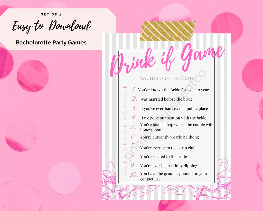 Bachelorette Printable Party Game | Drink If | Digital Version - Etsy