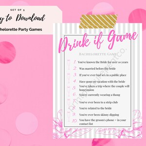 Bachelorette Printable Party Game | Drink If | Digital Version