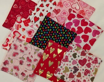 Fabric Coasters, Set of Four - Heart Themed