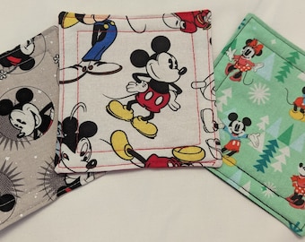 Fabric Coasters, Set of Four - Mickey Mouse Themed