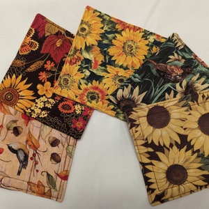Fabric Coasters, Set of Four - Autumn Floral Themed