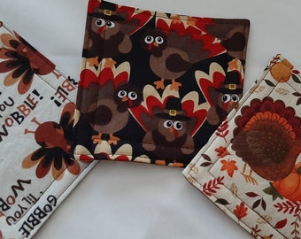 Fabric Coasters, Set of Four - Thanksgiving Themed