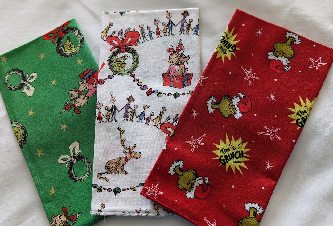Grinch Themed Cotton Napkins Dinner Napkins Set of 2 or 4 Etsy