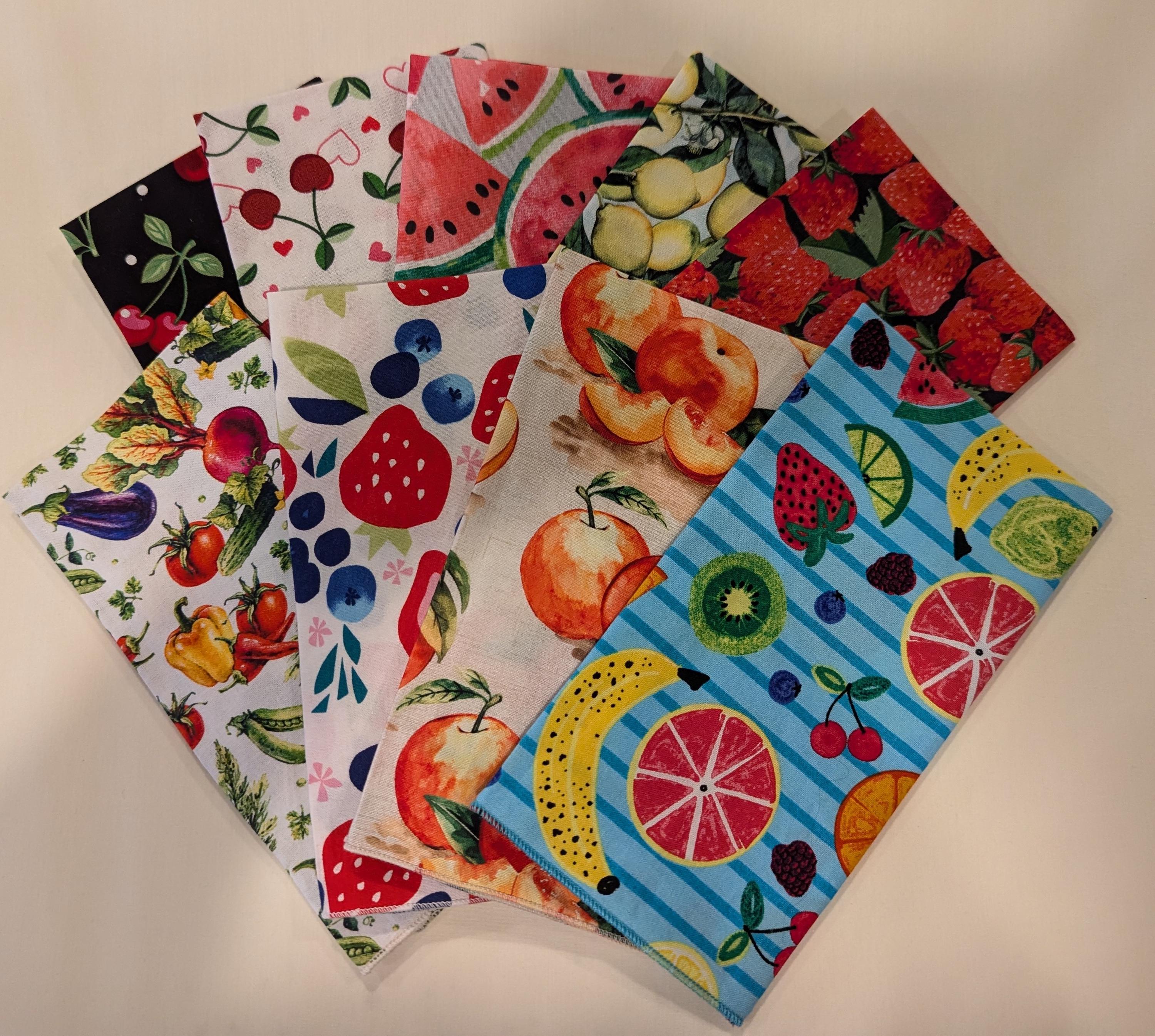 Dinner Napkins - Fruit & Veggie Print Cotton Napkins