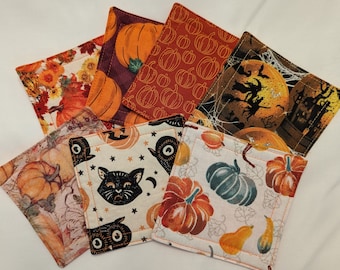 Fabric Coasters, Set of Four - Pumpkin Themed