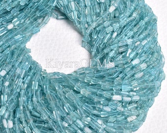 6X5MM Blue Apatite Gemstone Faceted Cylinder Wheel Tube Loose Beads S4