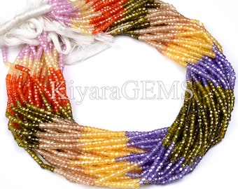 AAA Quality Amazing Multi Zircon Rondelle Faceted Gemstone Multi Beads 13 Natural Shaded Color Zircon Size 3 mm