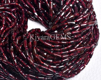 5 Strands Natural Garnet Carved Tube Shape Gemstone Beads 13.5 Inch Strand 3.50X6mm to 3.50X6.50mm