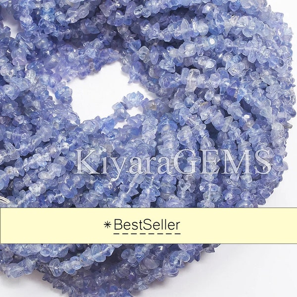 SALE 34inch Tanzanite Uncut Chips Strand, Tanzanite Gemstone Uncut Chips, Tanzanite Smooth Raw Beads, Rough Beads, Blue Tanzanite Chips