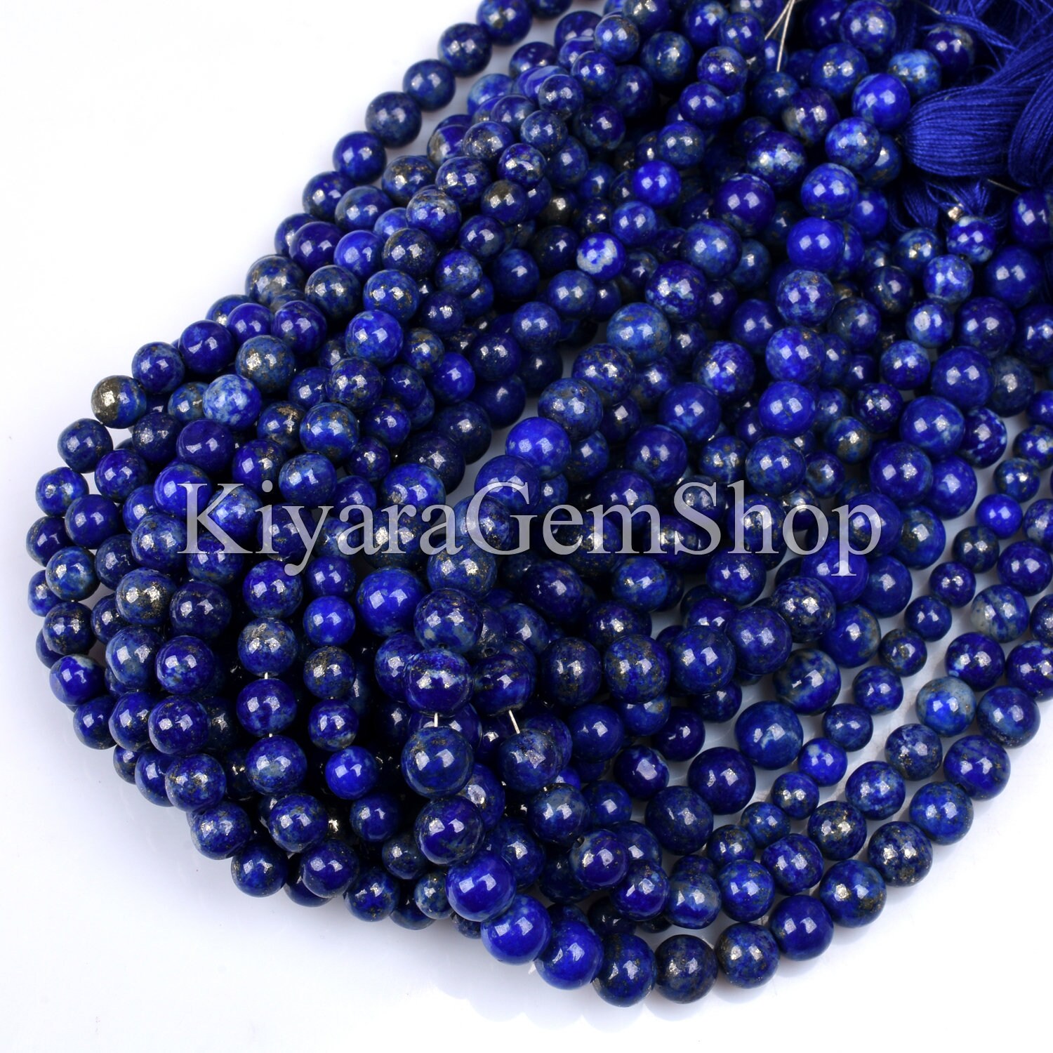 Fil De 40 Charming Beads Bleu Lapis-Lazuli 4mm Perles Rond HA02330