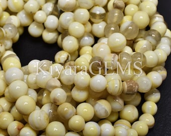 Natural Yellow Opal Smooth Round  Shape Gemstone Beads 38 Pcs AAA Yellow Opal Beads. Round Cut Gemstone Beads Natural Yellow Opal Beads