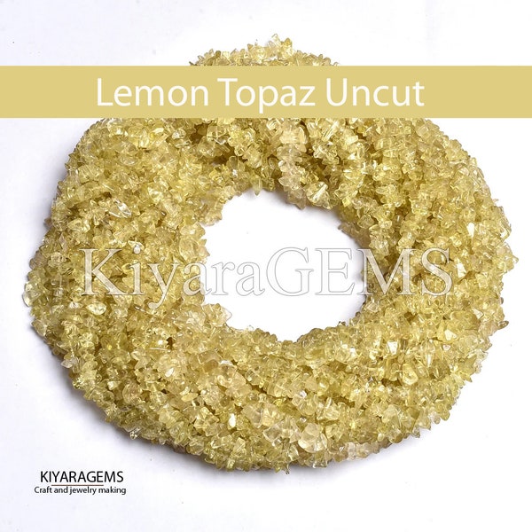 34 inch Lemon Topaz Uncut Chips Strand, Lemon Topaz Smooth Raw Beads, Rough Beads, Chips Beads, Loose Beads, Wholesale Beads