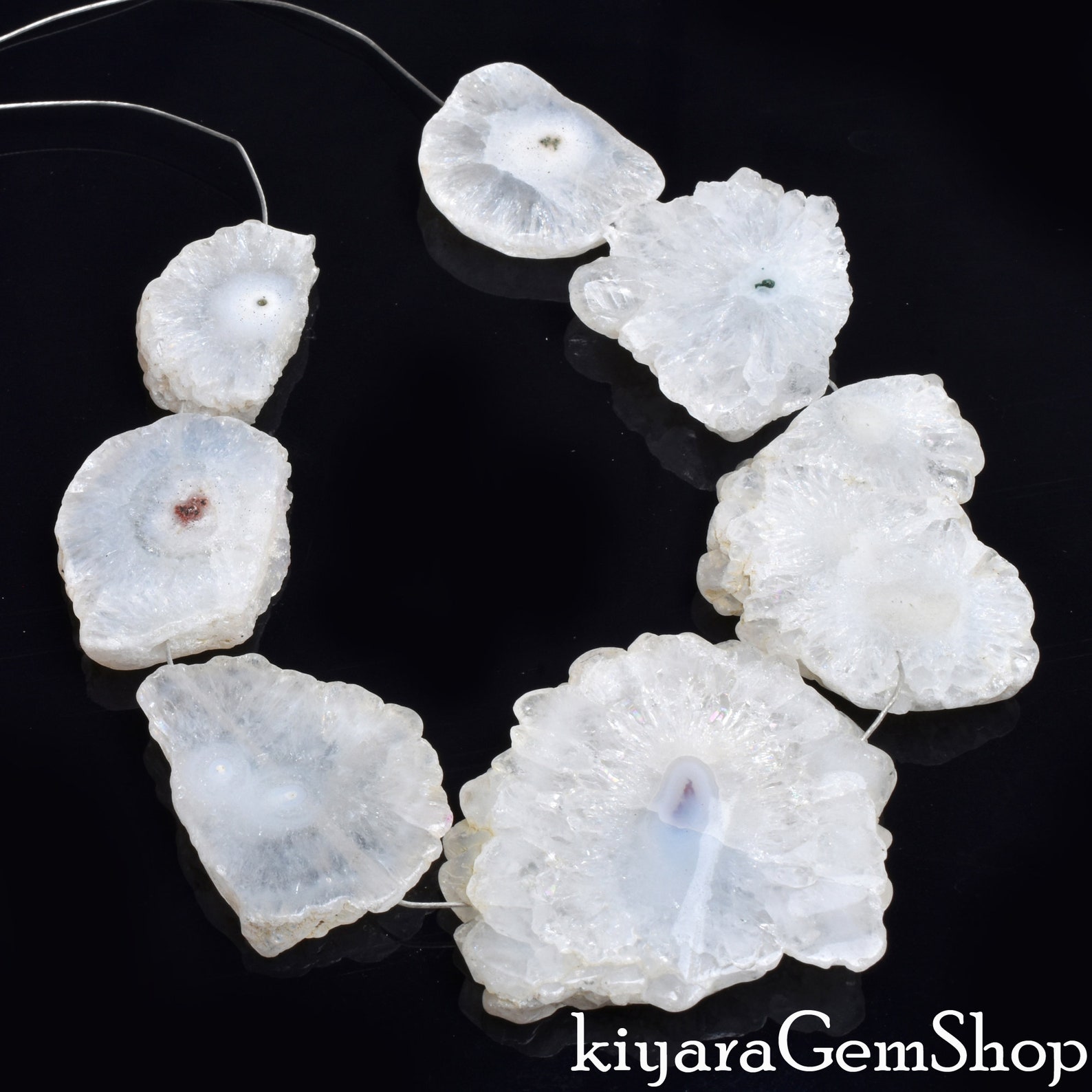 Full Strand Natural Solar Quartz Flower Slice Stalactite Etsy