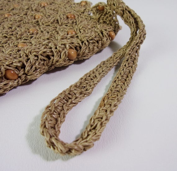 Vintage BOHO Purse Handbag Wristlet Woven Raffia … - image 5