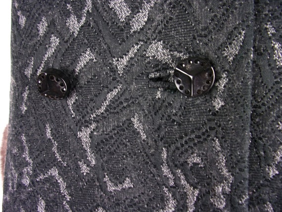 Vintage Swing Coat Wool Fox Fur Trimmed Abstract … - image 5